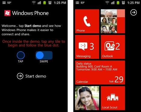Windows Phone im Android-Browser