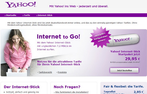 Den Yahoo! Internet-Stick gibt es f�r 29,95 Euro plus Versand