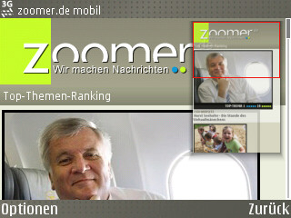 Zoomer l�dt auf dem Handy-Display zum Scrollen ein