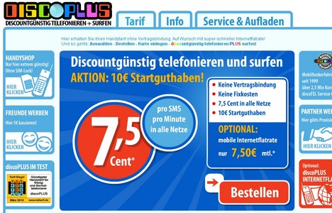 Der Mobilfunk-Discounter discoPLUS geh�rt letztlich zu Drillisch