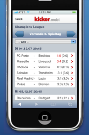 iPhone-Version von kicker online