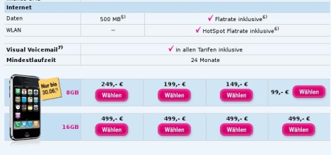 iphone 16 GB im Onlineshop (Screenshot von t-mobile.de)