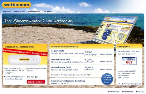Den wetter.com Internet-Stick kann man mit drei Tarifen nutzen