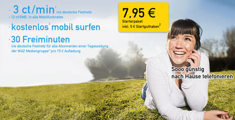 Bei wir mobil kosten Gespr�che ins Festnetz nur 3 Ct/min
